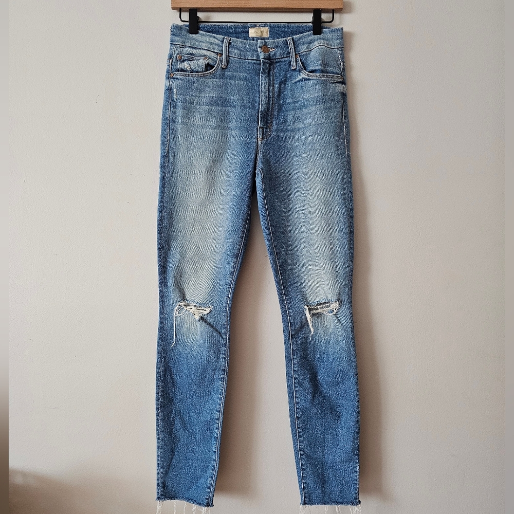 MOTHER high waisted looker ankle fray jean